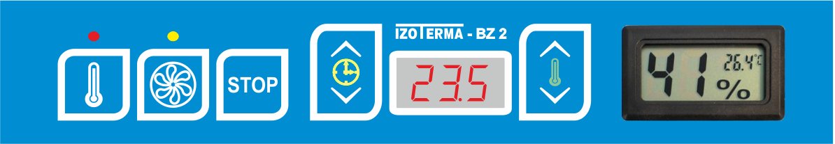 IZOTERMA PT-100 BZ 2 valdymo skydelis: šildymo, ventiliatoriaus, džiovinimo laiko ir temperatūros valdymas
