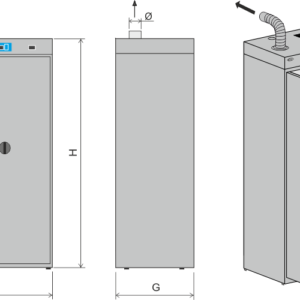 izoterma-pt-100-matmenu-ir-ventiliacijos-schema IZOTERMA PT-100 spintos matmenų ir Ø100 mm drėgno oro išvedimo schema