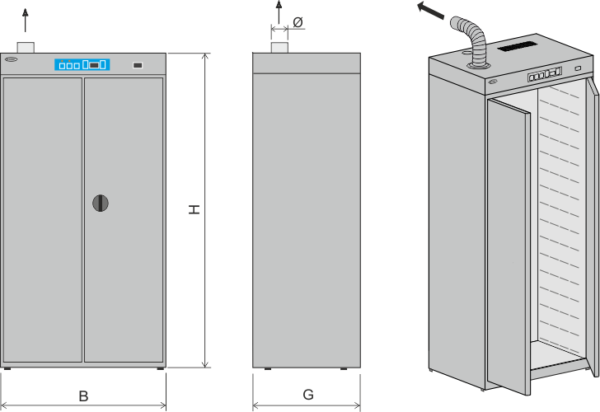 izoterma-pt-100-matmenu-ir-ventiliacijos-schema IZOTERMA PT-100 spintos matmenų ir Ø100 mm drėgno oro išvedimo schema